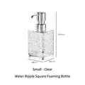 Small transparent square foaming soap bottle with water ripple texture and pump - 300ml / Foam Dispenser - Square / Clear