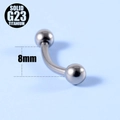 G23 titanium curved barbell piercing jewelry 8mm length in polished metallic finish - Eyebrow Ring (8mm)