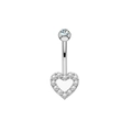 Silberner Bauchnabelpiercing mit herzförmigem Anhänger und funkelnden klaren Zirkonia - Herz-Stil