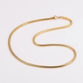 Collar de cadena de serpiente redonda minimalista de acero inoxidable chapado en oro - 3mm*50cm / Dorado