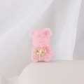 Cute pink sugar bead teddy bear charm with a golden bow for DIY jewelry making - Gold Bow Pink
