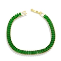 Goldenes Gliederkettenarmband mit rechteckigen smaragdgrünen Zirkonia und Klappverschluss - Grün
