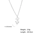 Detail showing tulip pendant dimensions 11.2x20.4mm and silver necklace chain length 45+5cm - Steel Color Morning Glory