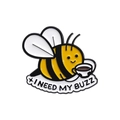 Spilla in smalto ape carina con scritta I Need My Buzz e design con tazza di caffè - Ape Caffè I NEED MY BUZZ