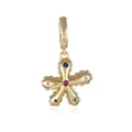 Detailed macro view of 18k gold plated star pendant with multi-colored cubic zirconia - Five-Petal Flower