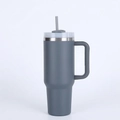40oz matte dark grey insulated tumbler with ergonomic handle and reusable straw - 40oz / Charcoal