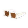 Gafas de sol cuadradas retro con montura color champán y lentes marrones en fondo blanco - Montura Champán Lentes Té