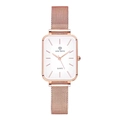 Montre à quartz élégante pour femme en or rose avec cadran rectangulaire et bracelet maille - Or rose