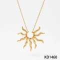 Golden sunburst pendant necklace in 316 stainless steel with fine chain design KD1460 - Necklace KD1460 / Gold