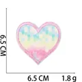 Macro view of gradient sequin heart patch measuring 6.5cm with pink embroidery edge - Colorful Gradient Sequin Heart (17号)