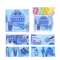Detailed views of baby soft cloth book for blue color cognitive learning and early education - Blue Series
