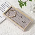 Golden acrylic jewelry box with grey velvet lining and three slots for rings and bracelets - Type B Plain / Gray