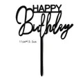 Black acrylic Happy Birthday cake topper, 11x13.5cm decorative insert for party - Happy Birthday Style 2 (Black) / 10 Pcs