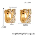 18k vergoldete Edelstahl-Creolen in Criss-Cross-Optik mit funkelndem Zirkon-Besatz - F513-M-10mm / Gold
