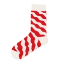 Street style cotton crew socks featuring dynamic red and white wave patterns - 21 (Red Wave Stripes)