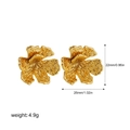 18K gold plated stainless steel floral earrings with brushed metal finish and 26mm size - Metal Brushed Process / Gold 3D Flower Style