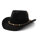 Dettaglio di cappello da cowboy nero in scamosciato con nastro e perle turchesi - M (56-58cm) / Nero