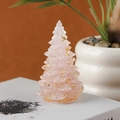 Pink resin Christmas tree ornament with gold foil flakes on a transparent base - 51 Rose Quartz + Gold Foil / Bubble Wrap Packaged