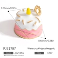 Pink and white enamel cake pendant in alloy material with golden charm loop connector - Pink Cake Style (PJ91797B)