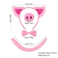 Rosa Plüsch-Schweinekostüm-Set mit Ohren-Haarreif, Nase, Fliege und Schwanz samt Maßangaben - Superweiches Glücksschwein 4-teiliges Set (Klettverschluss-Schwanz)
