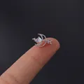 20G stainless steel crescent moon and arrow cartilage stud with rainbow AB cubic zirconia - Moon Arrow Aurora Gemstone Style (HSPJ308-12#S)