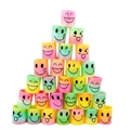 Mini colorful rainbow spring toys with smiling faces stacked in a pyramid shape - 4 Smiley Face Styles