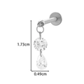 Titanium labret stud with round and teardrop zircon crystals, 1.73cm length pendant - Long Triple Artificial Pearl Teardrop Style (T2537-10# Silver)