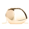 Modern irregular egg-shaped evening clutch bag in polished gold metal with chain - Gold (Lined)