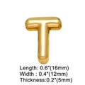 Polished gold 3D letter T pendant charm measuring 16mm x 12mm x 5mm for DIY jewelry - Gold T