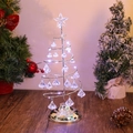 Macro shot of silver metal spiral Christmas tree lamp with crystal pendants and star topper - Large Silver (13x13x33cm)