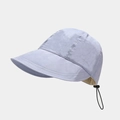 Detail view of the wide brim and adjustable drawstring on the light blue sun hat - Adjustable / Light Blue