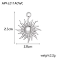 Detail of stainless steel sun pendant showing 2.3cm height and 2.0cm width dimensions - AP42211A0W0-Silver Rippled Sun