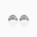 Silver geometric fan earrings with 18K gold plating and sparkling cubic zirconia stones - Croissant Design-Silver