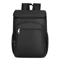 Mochila térmica negra para exterior con bolsillos laterales de malla y gran capacidad - Negro