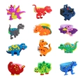 Colorful 12-piece set of cartoon dinosaur rings in a 3x4 grid for children's party favors - Ring