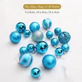 Lot de 30 boules de Noël bleu ciel en finitions mates et brillantes pour décoration - 30 Pièces (8cm*6/6cm*14/4cm*10) / Bleu Ciel