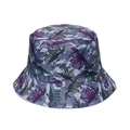 Retro bucket hat with colorful dinosaur silhouette print on blue camouflage background - M (56-58cm) / Blue Gray Camo Dinosaur (P)