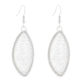 Orecchini a goccia in argento con avvolgimento in filo metallico e gancio elegante - Stile Foglia Ovale (K-290)