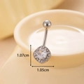 Piercing ombelico in acciaio argento con pendente in zircone e misure di 1,07 cm - Stile Quadrato (2#) / 1.07cm x 1.05cm / Argento