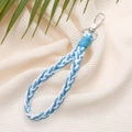 Detail of blue and white braided lanyard with metal clasp on a textured fabric background - 12mm Wide / White Dark Blue (K2616)