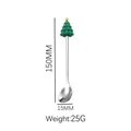 Silver stainless steel Christmas tree coffee spoon with green festive ornament - Silver Spoon - Christmas Tree 1