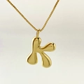 Polished golden letter K bubble pendant necklace with a fine box chain for women - Letter K / Gold