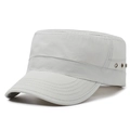 Light grey quick-dry flat top cap with reinforced brim and side metal eyelets - Light Gray