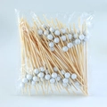 Bamboo fruit picks with decorative silver disco balls in a clear package for parties - 12cm / Silver Disco Ball (Silver Line Football)