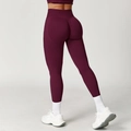Seamless scrunch butt leggings in wine red with high-waisted tummy control - Burgundy