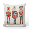 Linnen kerstkussensloop met aquarelopdruk van Notenkraker en de Muizenkoning - Muizenkoning en Notenkraker Witte Achtergrond