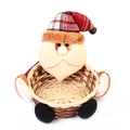 Large Santa Claus bamboo storage basket with red plaid hat and soft white beard decor - Santa Claus Basket Style 4