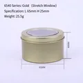Golden tin candle jar with transparent PET window, 65mm diameter and 40mm height - Window Lid / Gold