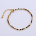Classico bracciale tennis dorato con zirconi colorati e chiusura a moschettone - Zirconia Colorata / Oro