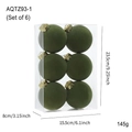 Set de 6 bolas de Navidad flocadas verde oliva con textura aterciopelada y caja - 8CM (Juego de 6) / Verde (Tapa Dorada)